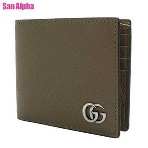 Gucci GG MARMONT Leather Bifold Wallet Holder Brown Beige Tan Line